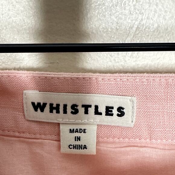 WHISTLES Linen Button Frill Midi Skirt Light Pink Sz 6 $158 {3J26} - Picture 4 of 6